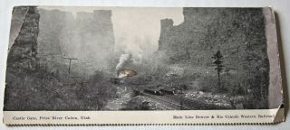 1900s Train Denver & Rio Railroad Castle Gate Price River Canyon Utah Post Card