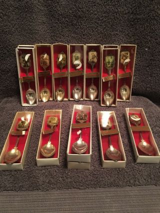 L:ot Of 15 Hummel 1st Edition Ars Edition Silver Plated Collector Spoons 1980