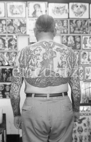 1960s Nieh Negative,  Tattoo Artist,  Shirtless,  Lee Roy Minugh,  The Pike,  N310697