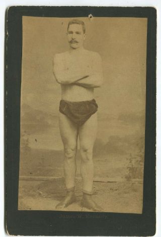 19th C.  Fox Cabinet Card Of Circus Carnival Strongman Or Wrestler James Kennedy