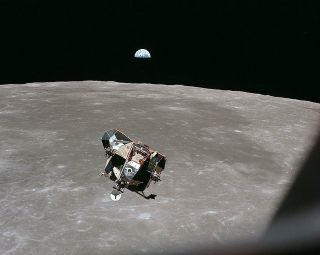 Apollo 11 Lunar Module Moon & Earth 8x10 Silver Halide Photo Print
