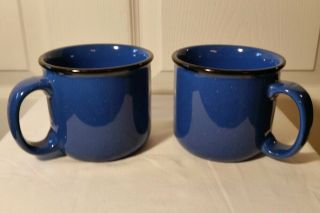 Marlboro Unlimited Blue W/ Black Speckles Large Soup Coffee Mug Cup Set Of 2