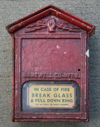 Gamewell Fire Alarm Box,  Auxiliary " Ring Pull " Type,  Pull Station Late 1800 