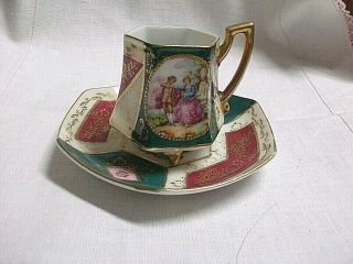 Vintage Porcelain Occupied Japan Hand Painted Demitasse Cup & Saucer - Andrea