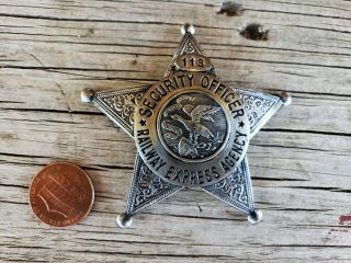 Old Obsolete Railway Express Agency Security Officer Badge Chicago 113