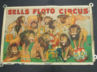 Ebab  Sells Floto - Circus Poster 1931 Sexy Lion Tamer
