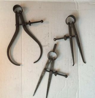 Set Of 3 Vintage Calipers 1 L.  S.  Starrett 2 Union Tool Company