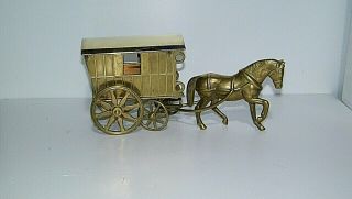 Vintage Brass Horse & Carriage Cart Buggy 12 " Large