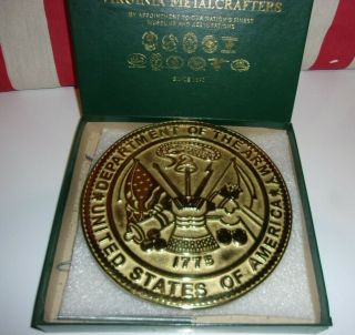 Rare Virginia Metalcrafters Brass Trivet " Dept Of The Army " 1995