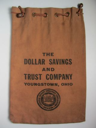Dollar Savings & Trust Youngstown Ohio Oh - Drawstring Canvas Bank Deposit Bag