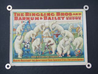 Ebab Ringling Bros,  Barnum & Bailey Circus - - - 1922 - - Poster - Polar Bears
