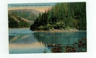 Id Lake Waha Idaho Antique Post Card View On Lake