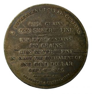 1896 William Jennings Bryan Silver So - Called Dollar Medal Spaulding Hk - 786 S - 17