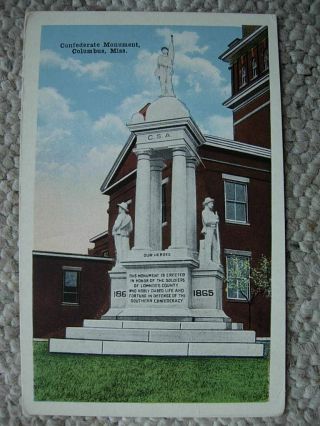Columbus Ms - Miss - Confederate Monument - Civil War - Mississippi -