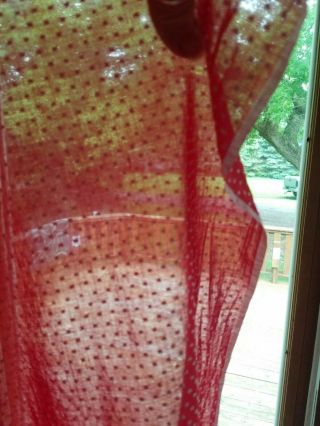 Vintage 1950 ' s Red SWISS DOT Cotton Semi - Sheer FABRIC 32 x 180 (5 yards) 6