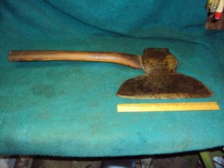 Antique Hand Forged Broad Hewing Axe Peck Edge Tool