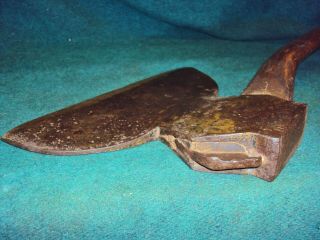 Antique Hand Forged Broad Hewing Axe Peck Edge Tool 4