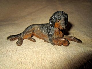 Vintage Cast Lead Or Pewter Medal Resting Nodder Dog Figurine