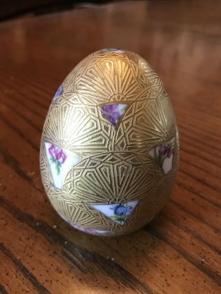 Antique Vintage Gilt Golden Limoges Broken Floral China Egg