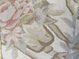 Floral Aubusson Tapestry Throw Pillow Gold Velvet Cover Loop Fringe Down Insert 2