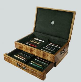 697 Hand Crafted Fountain Pen Storage Custom Built Solid Wood Display Chest