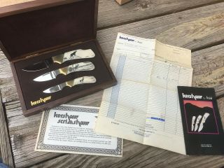 1982 KERSHAW Knife - Scrimshaw Set of 3 knives in the box 11