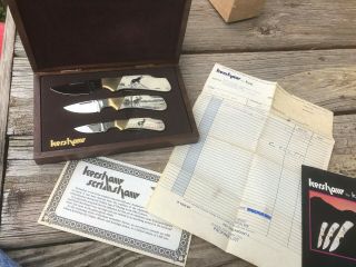 1982 KERSHAW Knife - Scrimshaw Set of 3 knives in the box 6