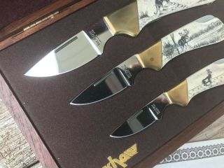 1982 KERSHAW Knife - Scrimshaw Set of 3 knives in the box 8