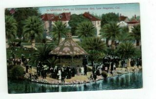 Ca Los Angeles California Antique Post Card Westlake Park On Christmas Day