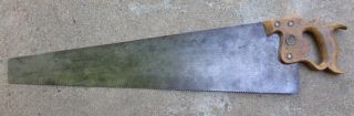 Henry Disston & Sons Cast Steel No.  7 28 " 10 Tpi Hand Saw - Pat.  12/27/1887