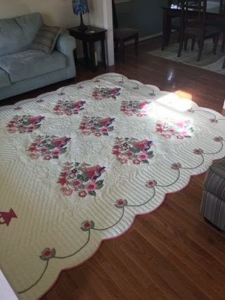 Handmade Amish Quilt - Lancaster - Queen Hand Quilted 108x100