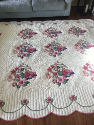 Handmade Amish Quilt - Lancaster - Queen Hand quilted 108x100 3