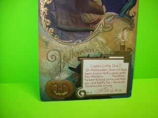 Vintage Halloween Postcard Nash Antique Embossed Goblin Lovers Series 6 3