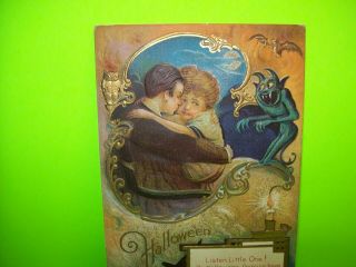 Vintage Halloween Postcard Nash Antique Embossed Goblin Lovers Series 6 5