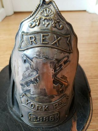 Rex H&L York,  PA Miller High Eagle Fire Helmet late 1800 ' s 2