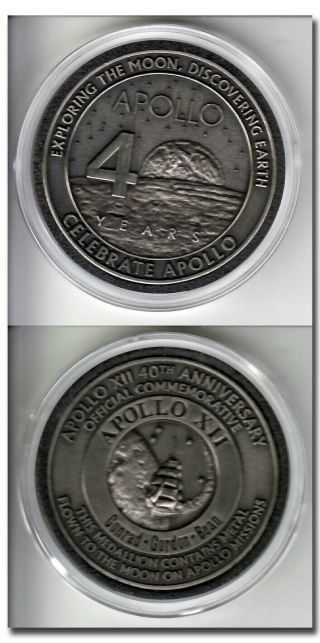Apollo 12 40th Anniversary Medal With Flown To The Moon Metal - 2h52