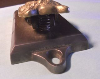 ANTIQUE BRADLEY HUBBARD Bronze/Cast Iron GLASS OWL paper clip desk letter holder 4
