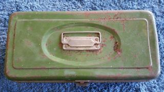 Vintage Union Metal Tool Box Utility Tackle with tools bundle 3