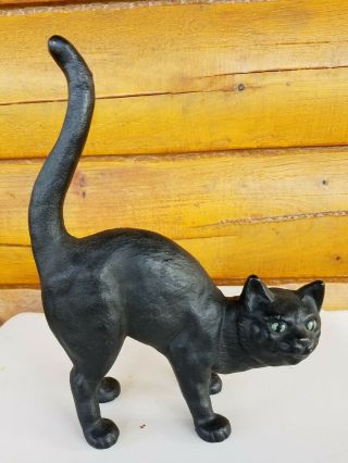 Antique Cast Iron Black Cat Arched Back Door Stop