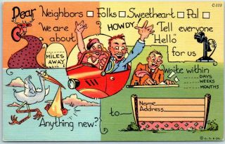 Vintage 1940s Ray Walters Postcard Curteich Linen " Address Comics " C - 113