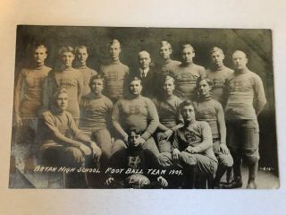 Bryan High School Football Team 1909 Rppc Bryan Ohio Oh Wagons