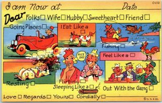 Vintage 1940s Ray Walters Postcard Curteich Linen " Address Comics " C - 112