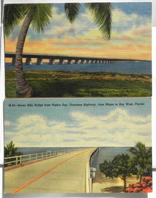 Seven Mile Bridge,  Pigeon Key,  Overseas Highway.  2 Postcards A882