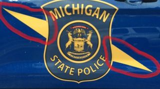 Vintage Reflective Michigan State Police Lightning Bolt Decal Set Msp