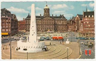 Postcard Dam Square,  Royal Palace And National Monument,  Amsterdam.  Posted 1969