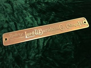 Solid Brass Name Plate From A Lord & Burnham Co Greenhouse And Nameplate Chicago