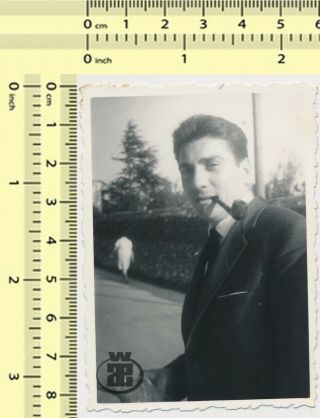 012 Man Smoking Tobacco Pipe,  Guy Smoke Portrait Old Photo Snapshot
