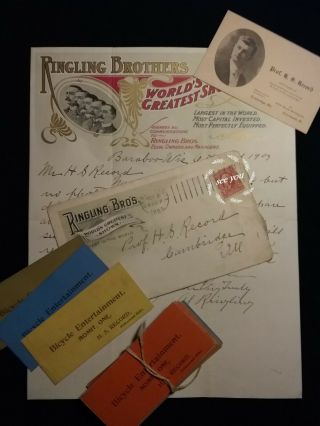Al Ringling Brothers Handwritten Autographed Letter W/ 2 Jambor Circus Letters