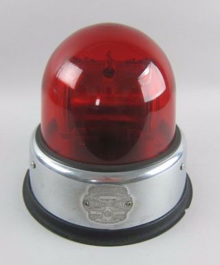 Federal Sign And Signal Corporation Beacon Ray Red Glass Dome Model 17 12v
