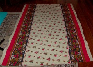 Tablecloth 56 By 85 Strawberries Blossoms Cherries Picnic Festival Vintage